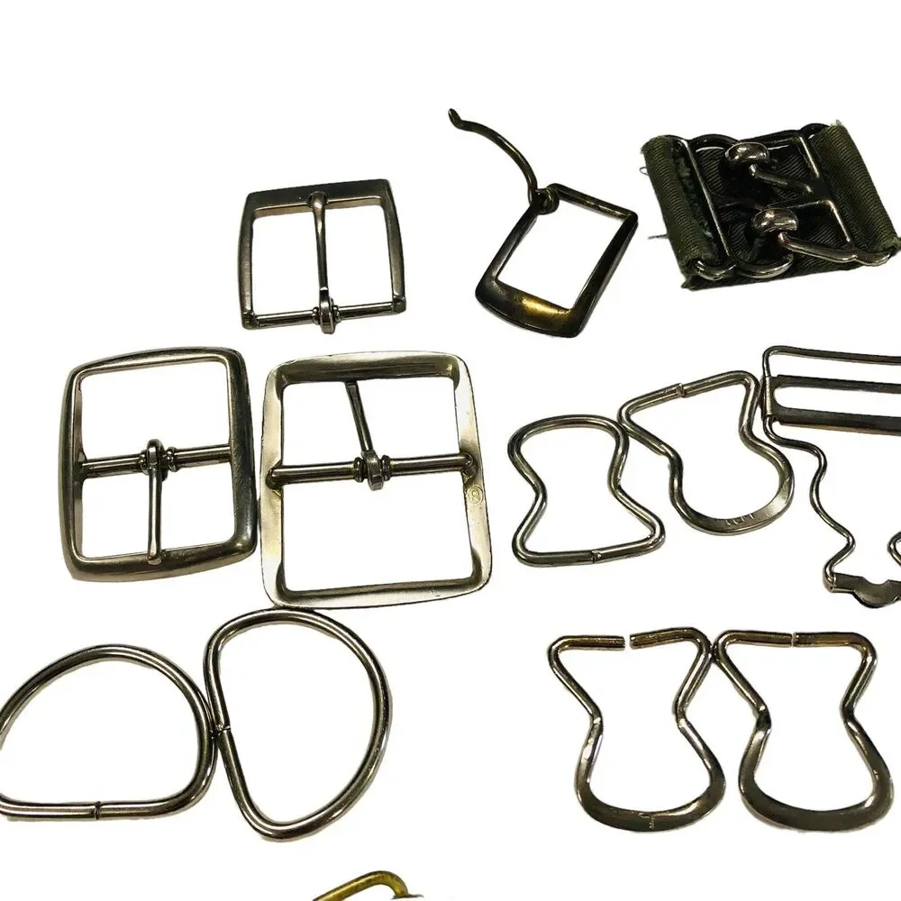 Belt Buckles Scarf Slides Vintage Lot of 39 Metal Plastic Cloth